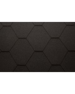 Hexagonal Reinforced Fibreglass Roofing Shingles BLACK  (10yr Guarantee) - Peel off adhesive backing - (3m2 per pack)