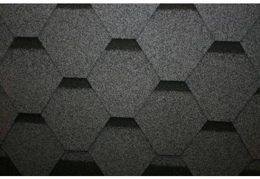 Hexagonal Reinforced Fibreglass Roofing Shingles GREY (10yr Guarantee) - Peel off adhesive backing - (3m2 per pack)