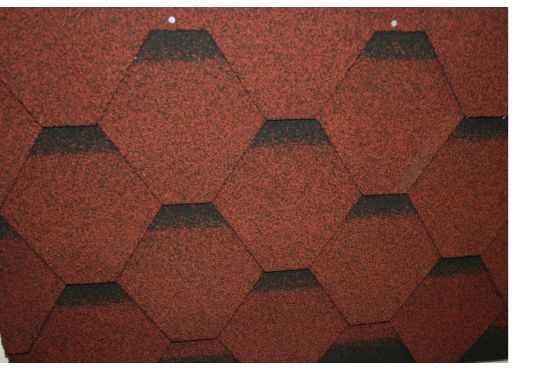 Hexagonal Reinforced Fibreglass Roofing Shingles RED  (10yr Guarantee) - Peel off adhesive backing - (3m2 per pack)