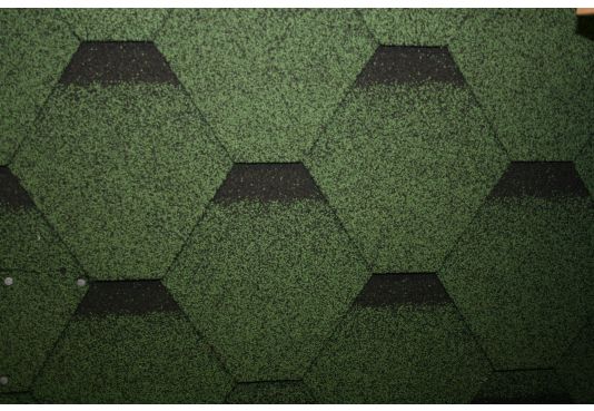 Hexagonal Reinforced Fibreglass Roofing Shingles GREEN (10yr Guarantee) - Peel off adhesive backing -  (3m2 per pack)