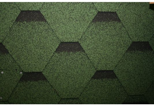 Hexagonal Reinforced Fibreglass Roofing Shingles GREEN (10yr Guarantee) - Peel off adhesive backing -  (3m2 per pack)
