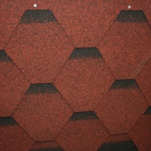 Hexagonal Reinforced Fibreglass Roofing Shingles RED  (10yr Guarantee) - Peel off adhesive backing - (3m2 per pack)