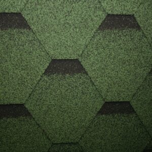 Hexagonal Reinforced Fibreglass Roofing Shingles GREEN (10yr Guarantee) - Peel off adhesive backing -  (3m2 per pack)